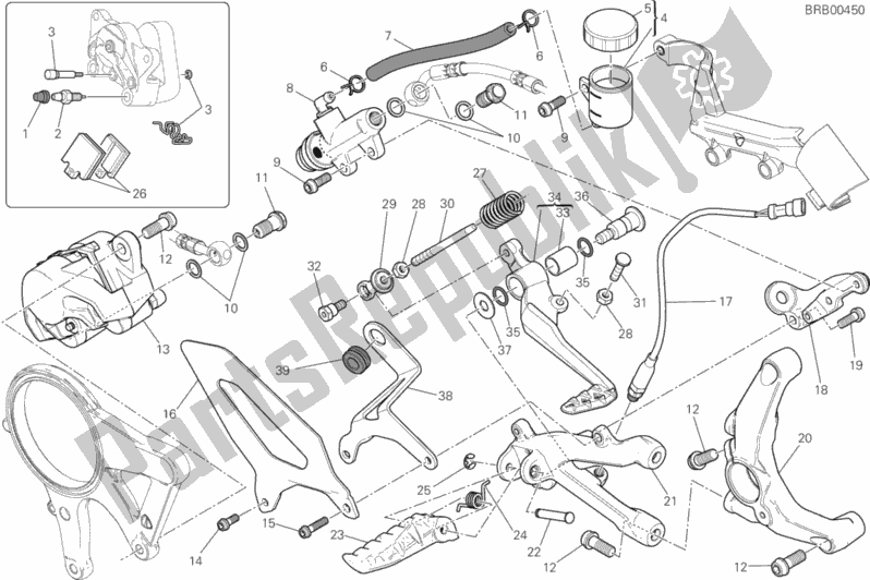 Wszystkie części do Freno Posteriore Ducati Superbike 1199 Panigale S ABS USA 2014